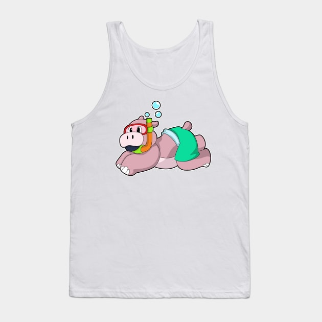 Hippo at Diving with Snorkel Tank Top by Markus Schnabel